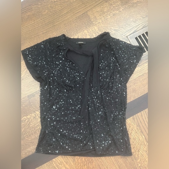 ESCADA Sequin Beaded embellished Short Sleeve Tie front Top Women’s size small - Picture 10 of 10